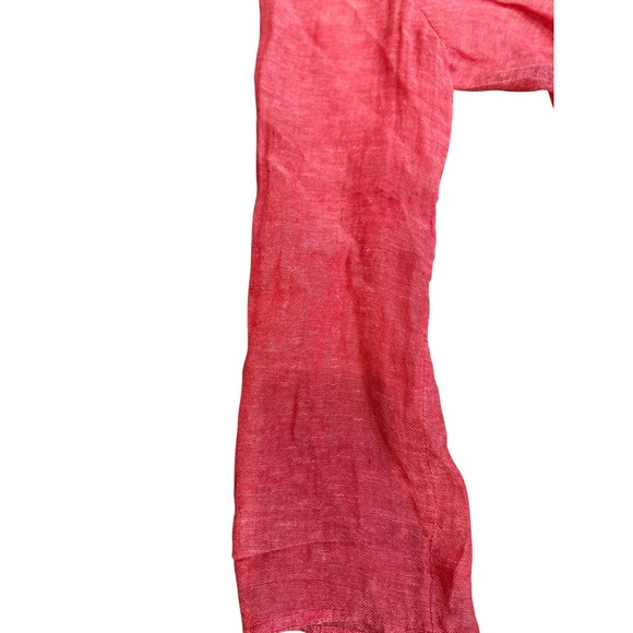 Eileen Fisher Linen Button Up Shirt Top Long Sleeve Red Casual Blouse tunic - Picture 6 of 6